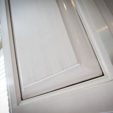 Gray painted kitchen cabinets