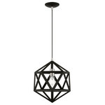 Livex Lighting - Ashland 1 Light Black With Brushed Nickel Accents Pendant - You don't have to be a whiz in math class to see that our Geometric mini pendant has all the angles. The caged design is up-to-the-minute modern, while the black finish gives it that contemporary feel.