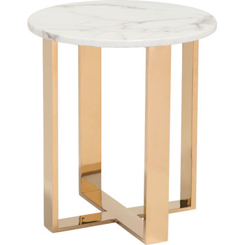 Meredith End Table - Stone, Gold