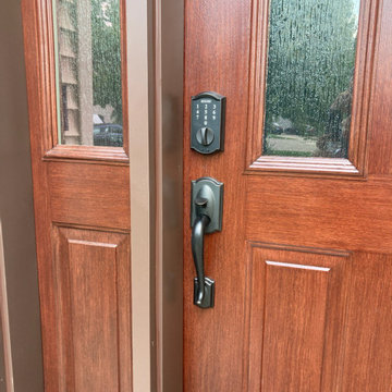 Woodgrain Steel Entry W/ Sidelites & Smart Lock / AFTER