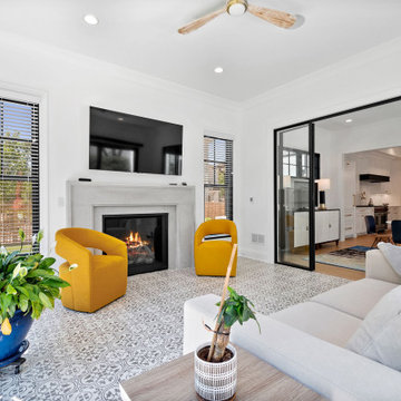 Custom Sunroom With Fireplace