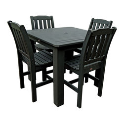 Highwood - Lehigh 5pc Square Counter Height Outdoor Dining Set 42" x 42", Charleston Green - Outdoor Pub And Bistro Sets