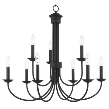Livex Lighting 42687 Estate 9 Light 30"W Taper Candle Style - Black