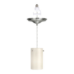 Brushed Nickel Finish with Brushed White Glass Instant Pendant Light Conve - Pendant Lighting