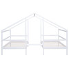 TATEUS Double Twin Size Triangular House Beds with Built-in Table,White\gray, White
