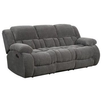 Coaster Weissman Transitional Fabric Tufted Reclining Sofa in Charcoal