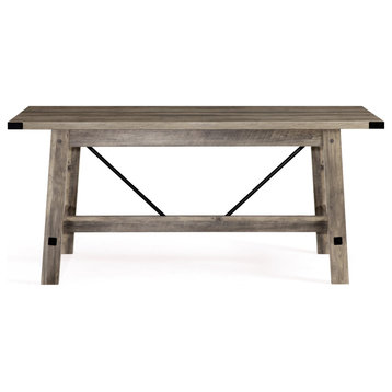Modern Industrial Dining Table, V-Shaped Metal Support & Large Top, Rustic Grey
