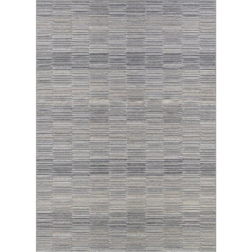 Fayston Area Rug, Silver/Charcoal, Rectangle, 6'6"x9'6"