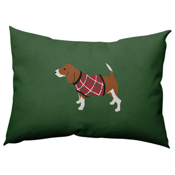 Warmest Wishes Doggie Decorative Throw Pillow, Green, 14"x20"