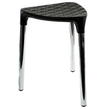 Black Faux Leather Stool