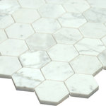 All Marble Tiles - SAMPLE OF 12"x12" Bianco Carrara Polished Marble Honey Comb Mosaic Tile - SAMPLES ARE A SMALLER PART OF THE ORIGINAL TILE. SAMPLES ARE NOT RETURNABLE.