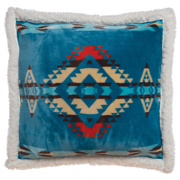 Turquoise Southwestern Extra Plush Sherpa Pillow