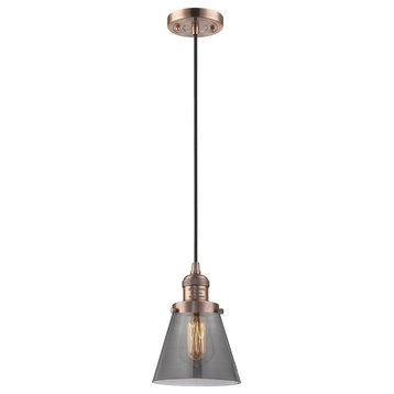 Innovations Small Cone 1-Light Dimmable LED Mini Pendant, Antique Copper