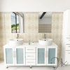 59" Double Lune White Large Vessel Sink Contemporary Bathroom Vanity Cabinet Set