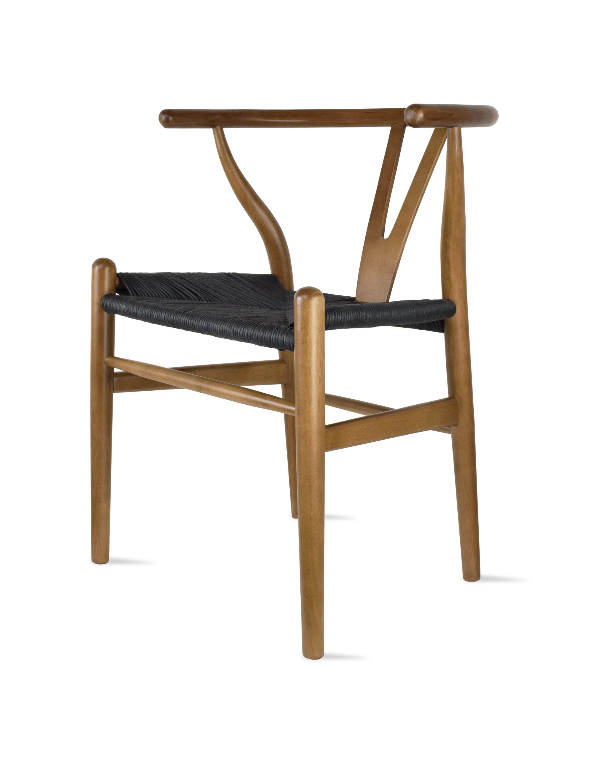 Solid Wood Dining Chairs With Open Y Back For Kitchen Assembled Chair, Set of 2, Walnut