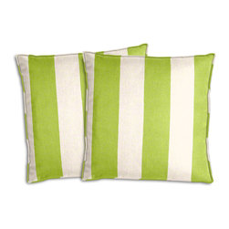 Cushion Source - Cabana Stripe Crabapple Outdoor Throw Pillows, Set of 2, 20"x20" - Outdoor Cushions And Pillows