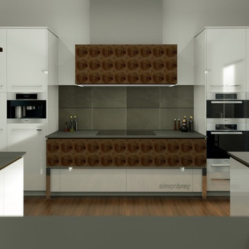 Kitchen with large u-shaped island.