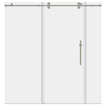 LessCare ULTRA-D Clear Glass Shower Door Brushed Nickel Finish, 68-72"x79"