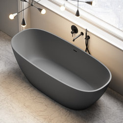 Monaco Pebble Grey Freestanding Stone Bath 1700mm - Baths