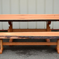 Live Edge Cherry Dining Table and Bench - Dining Sets