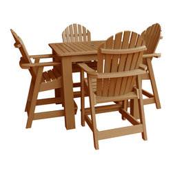 Highwood - Adirondack Hamilton 5pc Square Counter Height Outdoor Dining Set, Toffee - Outdoor Pub And Bistro Sets