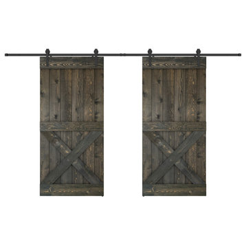 Solid Wood Barn Door, Made in USA, Hardware Kit, DIY, Ebony, 76x84"