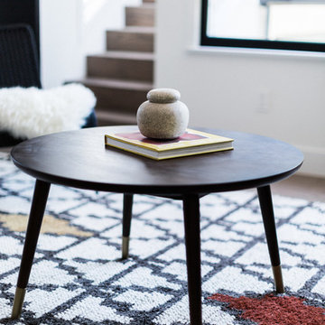Mid Century Modern Coffee Table with Moroccan Rug
