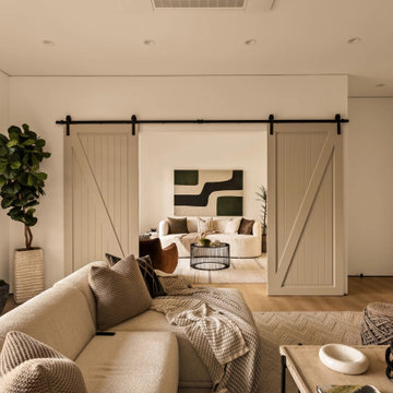 Modern Living Room with Slim Frame Glass Patio Doors