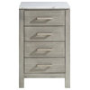Jacques 20" Distressed Grey Side Cabinet Organizer White Carrara Marble Top