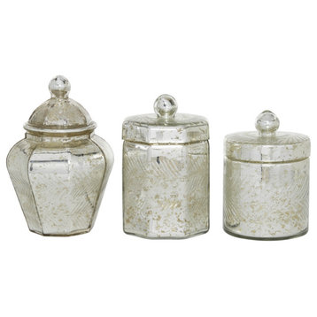Vintage Silver Glass Decorative Jars Set 82777
