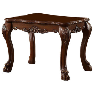 Traditional Side Table, Carved Cabriole Legs With Claw Feet, Cherry Oak Brown