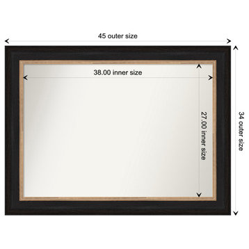 Vogue Black Non-Beveled Wall Mirror 44.5x33.5 in.