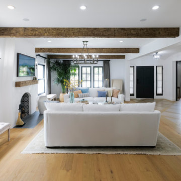 Faux Wood Beams in Living Room