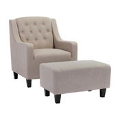 GDF Studio Empierre Linen Club Chair and Footstool