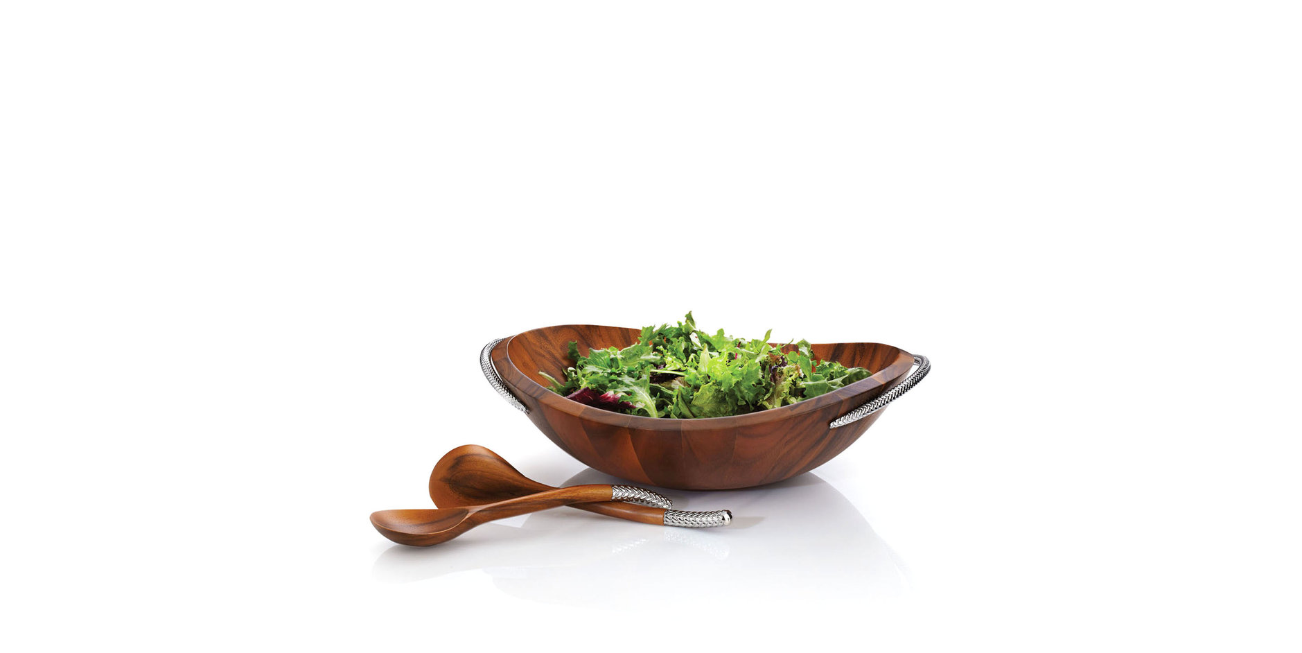 Nambé Braid Salad Bowl With Servers