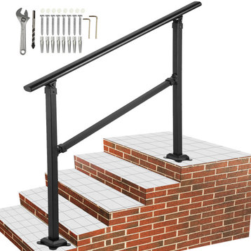 VEVOR Outdoor Stair Railing Transitional Wrought Iron Handrail, 34 Inch, 4 Steps
