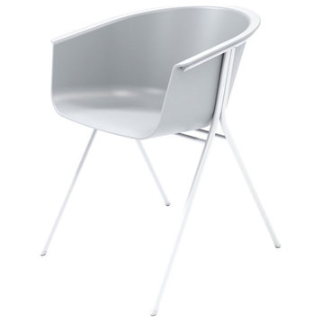 Olio Designs Tee Plastic Guest Arm Chair in Cool Gray and Silver