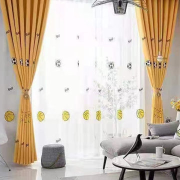 QYOM1221E Baker Football Grey Yellow Custom Made Children Curtains
