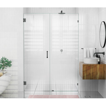 78"x59.5" Frameless Hinged Shower Door, Wall Hinge Style, Oil Rubbed Bronze