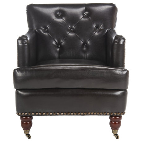 Safavieh Colin Tufted Club Chair, Brown Leather