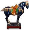 Tang Tri-Color Glazed Ceramic Chinese Horse Statue