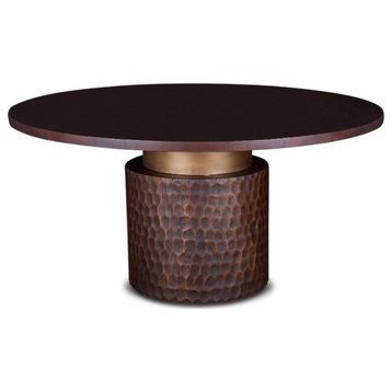World Interiors Vallarta 60" Round Mango Wood Two Tone Dining Table in Brown