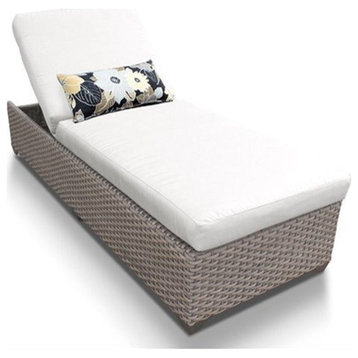 TK Classic Oasis Wicker Patio Chaise Lounge in White