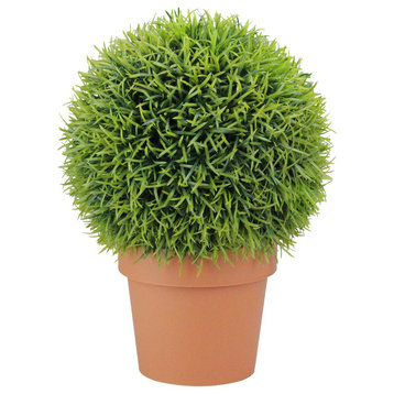 18" Potted Two-Tone Artificial Pine Ball Topiary Plant