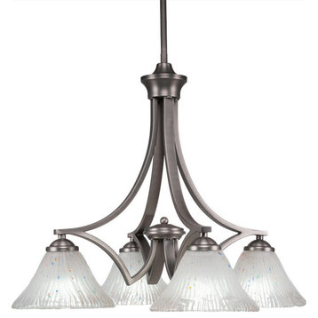 Zilo 4 Light Chandelier, Graphite Finish With 7" Frosted Crystal Glass