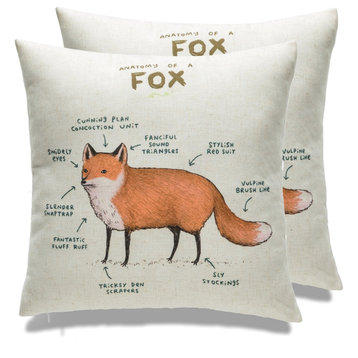 Farmhouse Animals Throw Pillow, Set of 2, Fox
