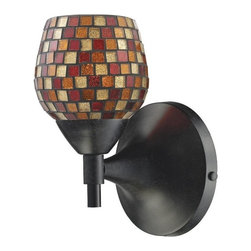 Elk - Celina 1-Light Sconce, Dark Rust With Multi Fusion Glass - Wall Sconces
