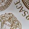 Medusa head Versace Off white gold metallic greek key circles textured Wallpaper, 27 Inc X 33 Ft Roll