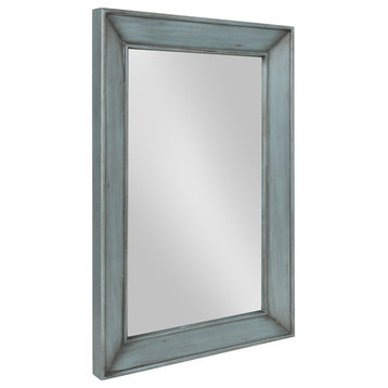 Yuda Wooden Rectangle Framed Wall Mirror, 23.5 x 35, Blue