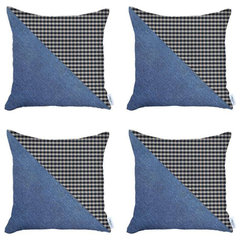 Set Of 4 Blue Houndstooth Pillow Covers Set Of 4 Blue Houndstooth Pillow Covers